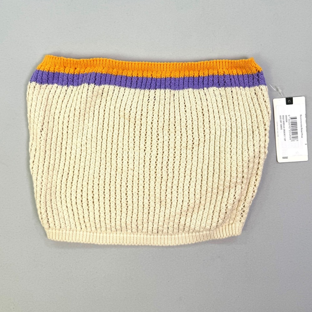 Rip Curl Cala Vadella Crochet Tube Top Off White Orange Purple Striped Small